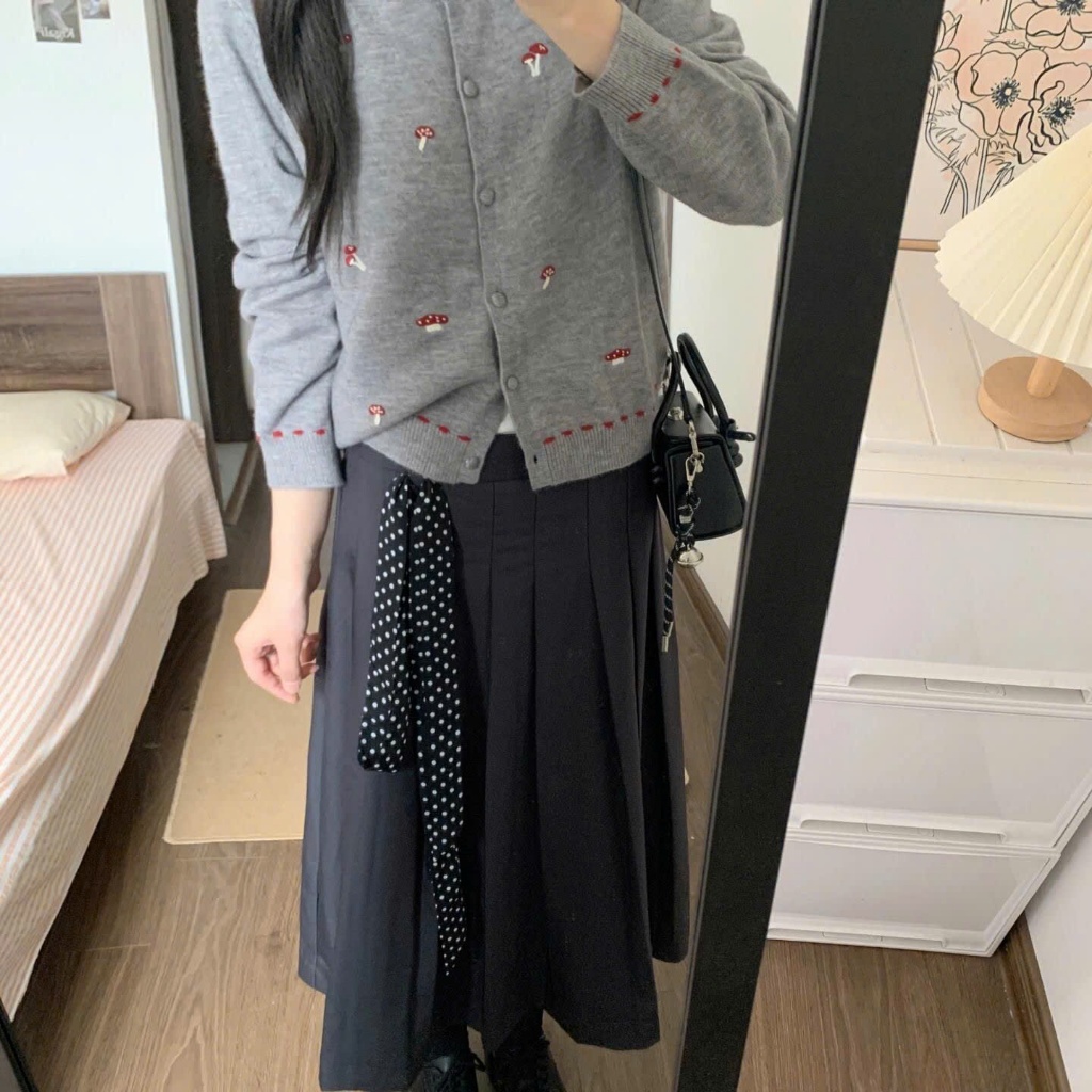 [SẴN|XẢ KHO] Áo cardigan thêu logo nấm 𝒀𝒖𝒎𝒎𝒚 dễ thương, Áo len cổ tròn phong cách Hàn Quốc AL48 | BigBuy360 - bigbuy360.vn
