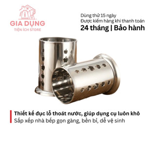  Ống đựng đũa muỗng inox không rỉ có lỗ thoát nước thoáng khí 