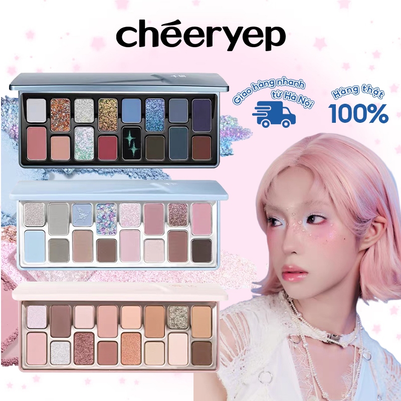 Bảng Phấn Mắt Cheeryep QIANYAN Natural Color Starring 16 Ô Đa Dạng Tone Nhũ Lì Bám Phấn 16g