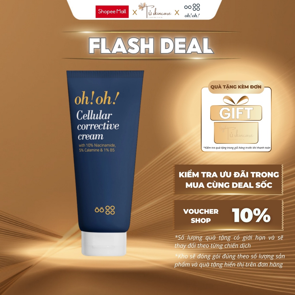 Kem Dưỡng ohoh Cellular Corrective Cream with 10% Niacinamide, 5% Calamine, 1% B5 30ml
