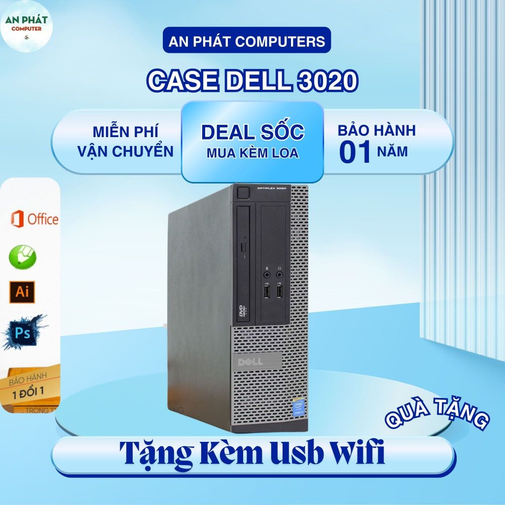 Bộ Máy Tính PC Văn Phòng DELL Optilex 3020 SFF cài sẵn win và ứng dụng văn phòng ( Tặng Usb Wifi) - 