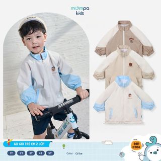  Áo khoác gió cho bé Mompa 1-5 tuổi 2 lớp lót lưới mềm mại khoá kéo dây rút bo ống ấm áp 0106 