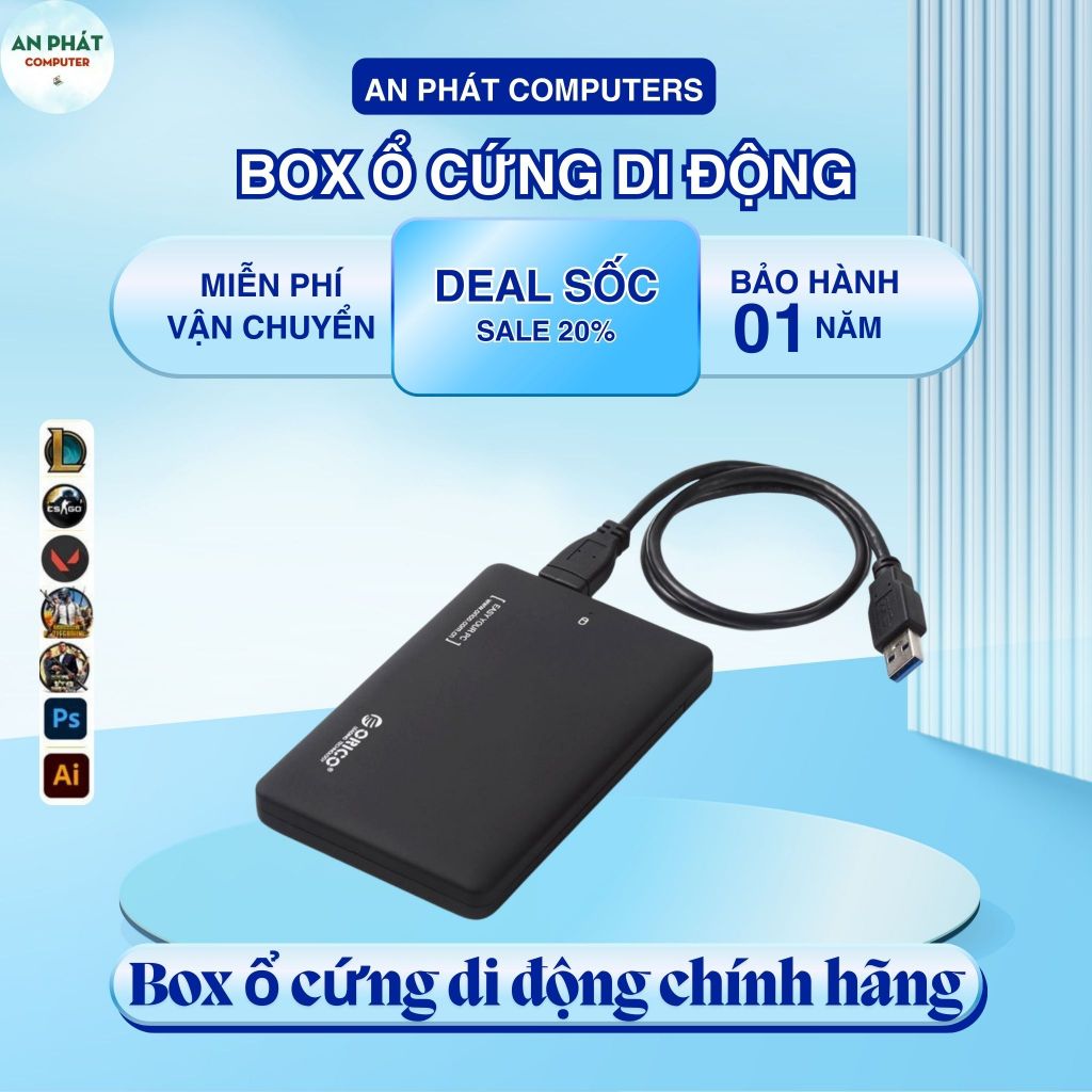 Box ổ cứng di động chính hãng Kèm Ổ cứng Laptop chuẩn SATA 3.0 - Dùng cho SSD/HDD 2.5 - An Phát Computer