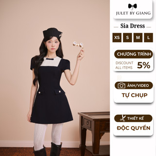 [NEW COLLECTION] Váy Đầm Nữ Thiết Kế Sia Dress Tiểu Thư Juletbygiang Màu Xanh Than Hàng Thiết Kế Cao Cấp