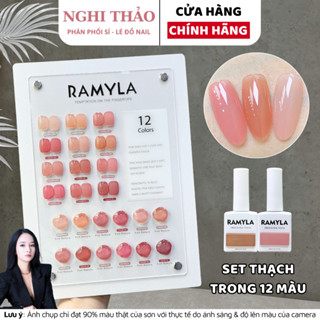 Set sơn gel thạch trong hồng RAMYLA 12 màu Nghi Thảo Nails