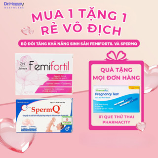 [CHÍNH HÃNG] Bộ đôi Viên uống FEMIFORTIL & SpermQ cho cặp đôi Tăng khả năng Sinh sản, Bổ trứng - Tặng Que thử thai