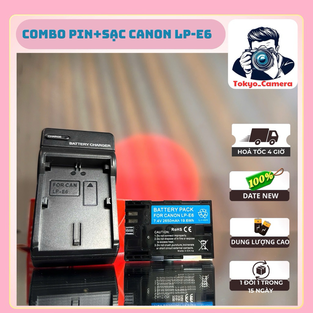 Bộ Sạc Pin Canon LP-E6 ( Combo thay thế )dùng cho EOS 5D : EOS 5D Mark II, EOS 5D Mark III, EOS 5D M