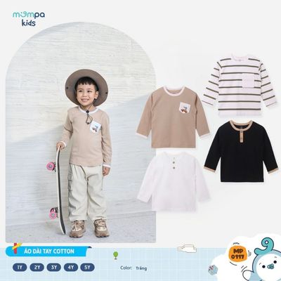 Áo dài tay cho bé Mompa 1-5 tuổi vải Cotton co giãn mềm mịn thoáng khí 0117 0120