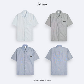  Áo Sơ Mi Nam Cộc Tay Regular-Fit ATINO Chất Liệu Polyester Bền Đẹp Ít Nhăn L.3.4923 