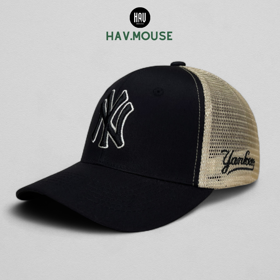  Nón lưỡi trai phối lưới MLB N,Y thêu logo hàng xuất dư cao cấp phong cách Hàn Quốc dành cho nam và nữ 