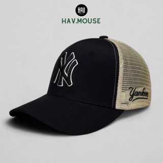 Nón lưỡi trai phối lưới MLB N,Y thêu logo hàng xuất dư cao cấp phong cách Hàn Quốc dành cho nam và nữ