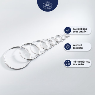 Khuyên tai bạc 925 tròn bông nam nữ khoen vòng trơn chốt lẫy S925 BASIC QA SILVER Earrings EA170401