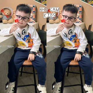  Bộ Thu Đông Dài Tay Cho Bé Bộ Dài Tay Chó Cứu Hộ Áo Trắng Quần Xanh Than Cho Bé - Nhà Cam 
