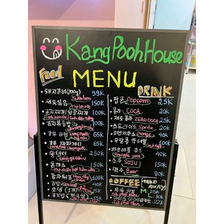 Bảng menu gỗ đen có kệ viết phấn