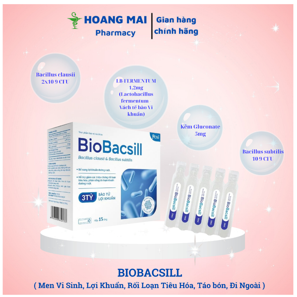 BÀO TỬ LỢI KHUẨN BIOBACSILL - Men Vi Sinh, Lợi Khuẩn, Rối Loạn Tiêu Hóa, Táo bón, Đi Ngoài (Hộp 15 Ố