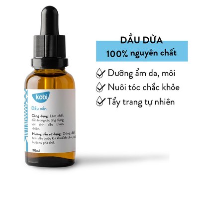 Dầu Dừa Kobi Coconut Oil 30ml nguyên chất dưỡng da, dưỡng tóc, massage body