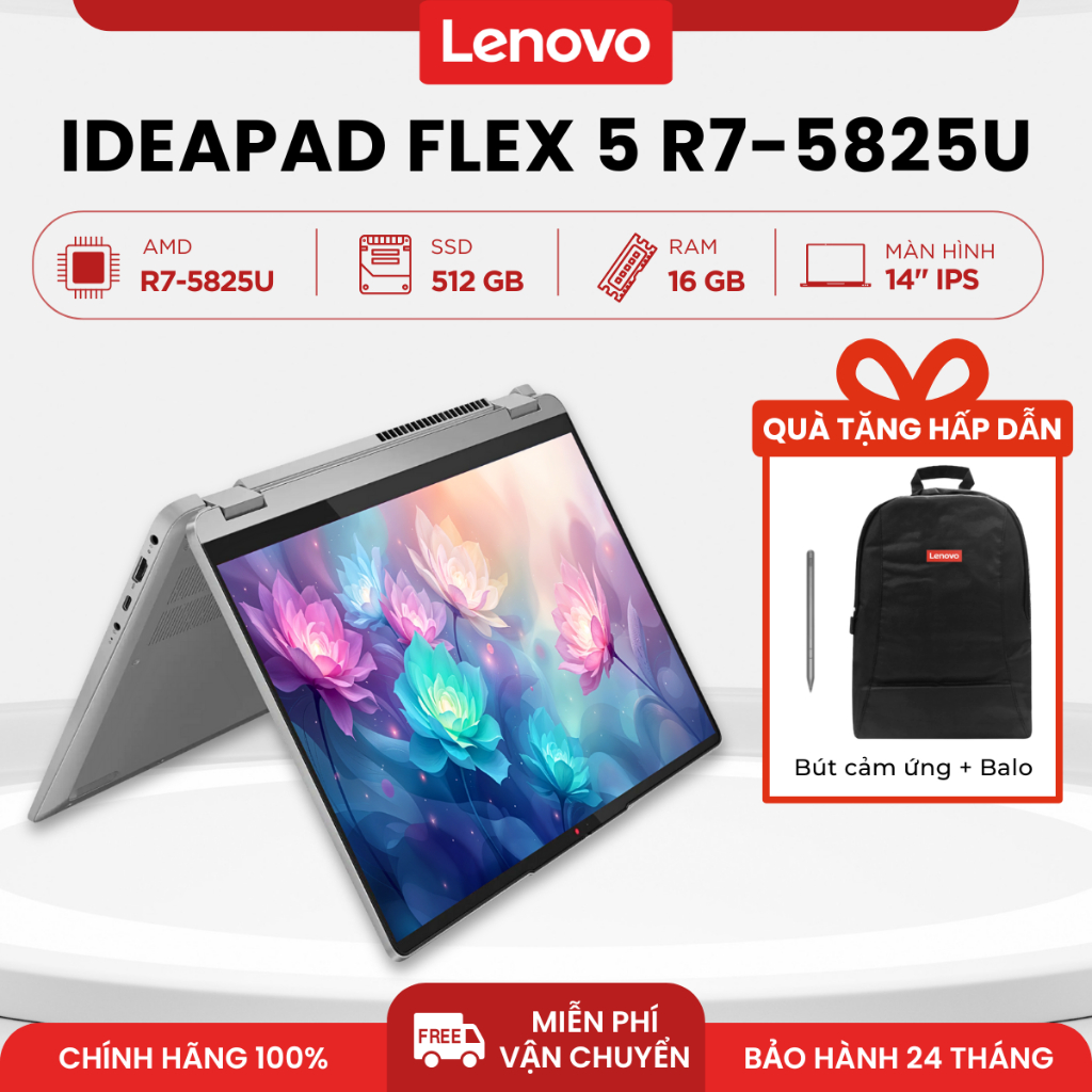 Laptop Lenovo IdeaPad Flex 5 14ABR8 82XX00FWVN AMD Ryzen 7 5825U | 16GB | 512GB | 14" | Pen | Xám
