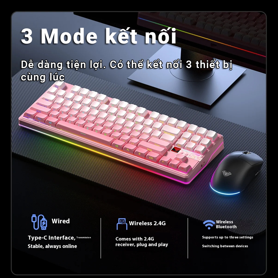 Bàn phím cơ AULA F87 Pro V2  - Rate 8K - Màn hình Dot Matrix - Pin 12000 mAh - LED viền 360° | BigBuy360 - bigbuy360.vn