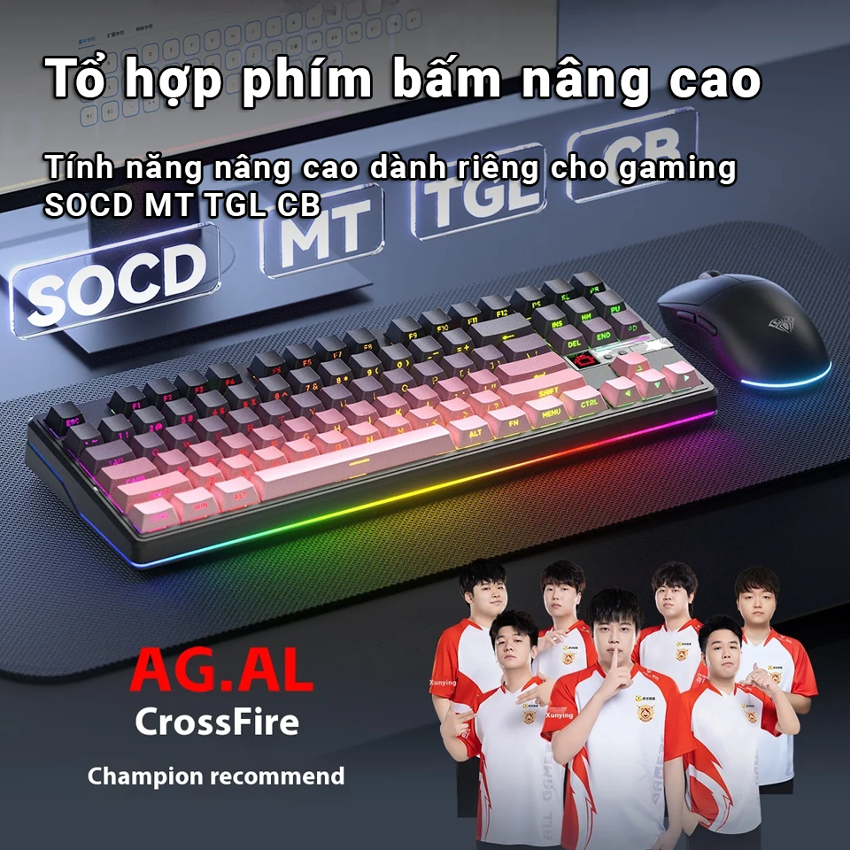 Bàn phím cơ AULA F87 Pro V2  - Rate 8K - Màn hình Dot Matrix - Pin 12000 mAh - LED viền 360° | BigBuy360 - bigbuy360.vn