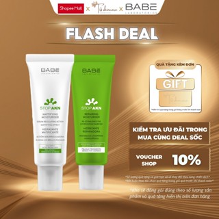Kem Dưỡng Ẩm, Phục Hồi Cho Da Dầu Mụn BABE Stop AKN Mattifying Moisturiser 50ml / Stop AKN Repairing Moisturiser 50ml