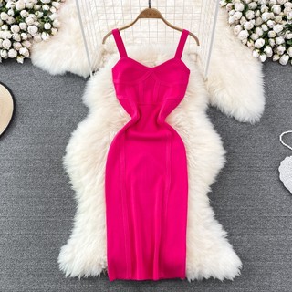 Váy 2 dây body len dệt kim dáng dài đầm ôm nữ sexy gợi cảm chất đẹp sang chảnh tiểu thư bánh bèo hàng quảng châu cao cấp