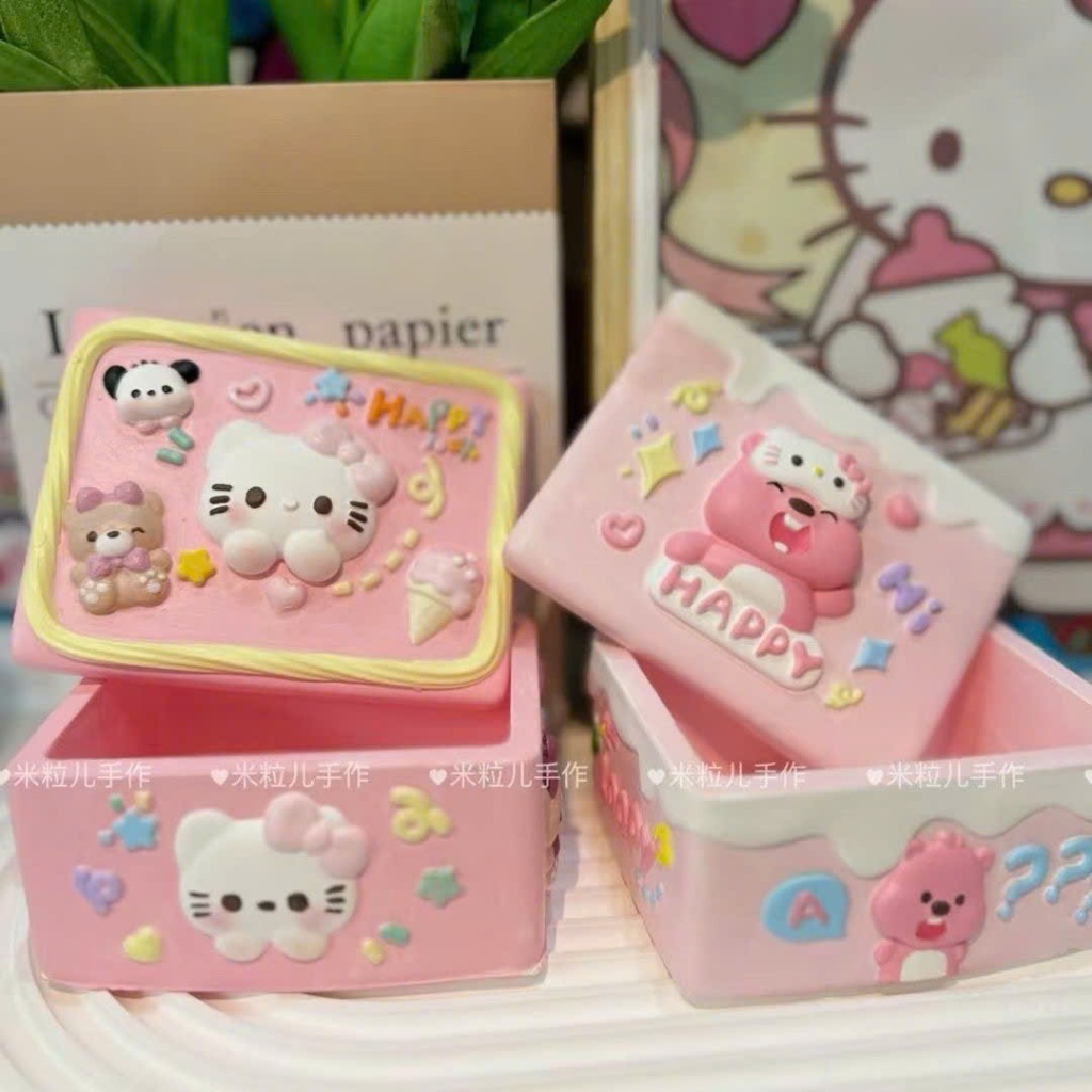 Tô tượng hộp có nắp hình hoạt hình kitty loppy tượng chưa tô