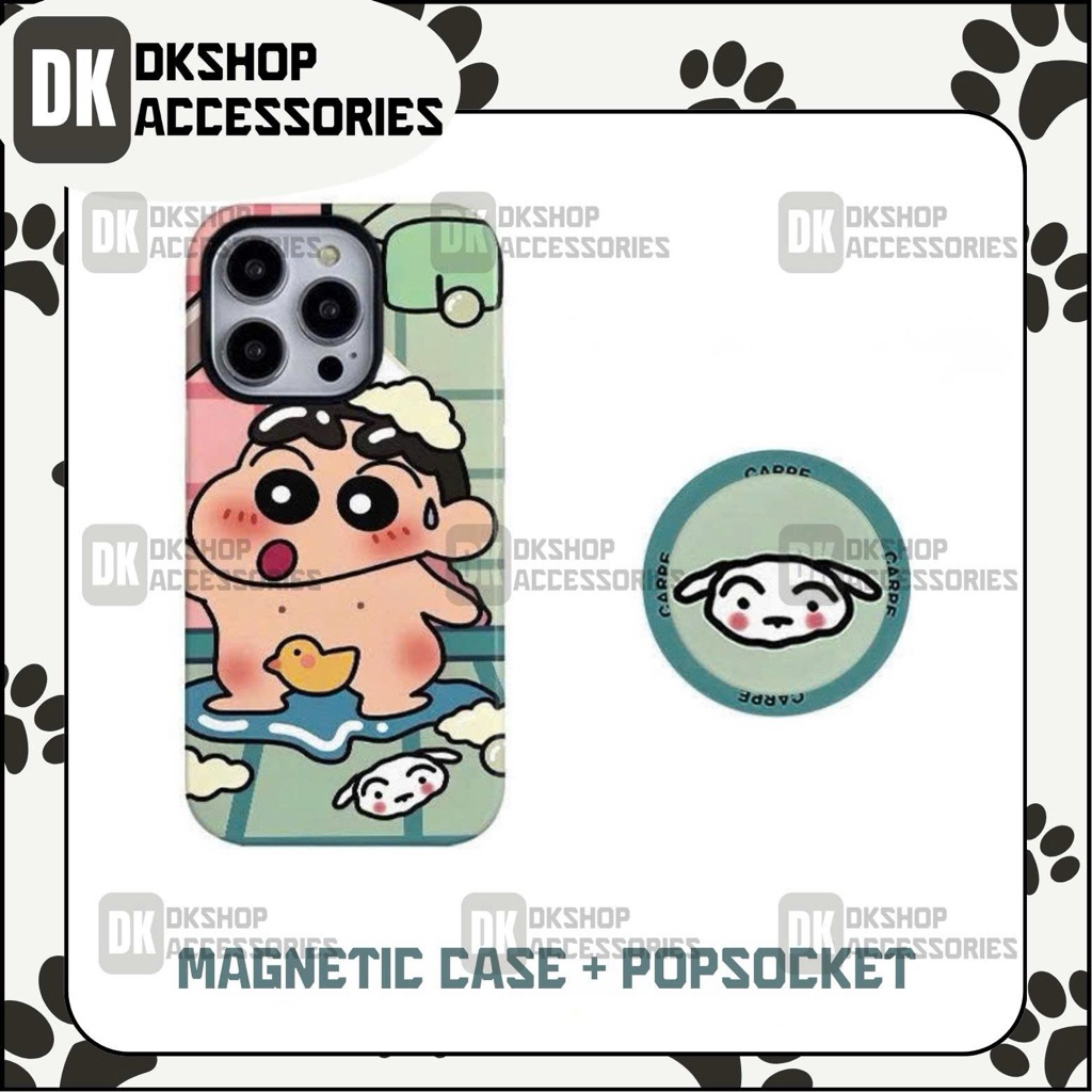 Ốp Lưng Từ Tính Shin Cậu Bé Bút Chì Kèm Popsocket Cún Con – TPU Mềm Cao Cấp, Chống Trầy Xước | DKsho
