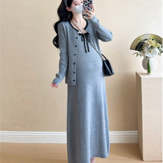  Set Đầm Bầu Tăm Gân Thái Hàn – Bộ 2 Chi Tiết Thời Trang Cao Cấp Thoải Mái Cho Mẹ Bầu 