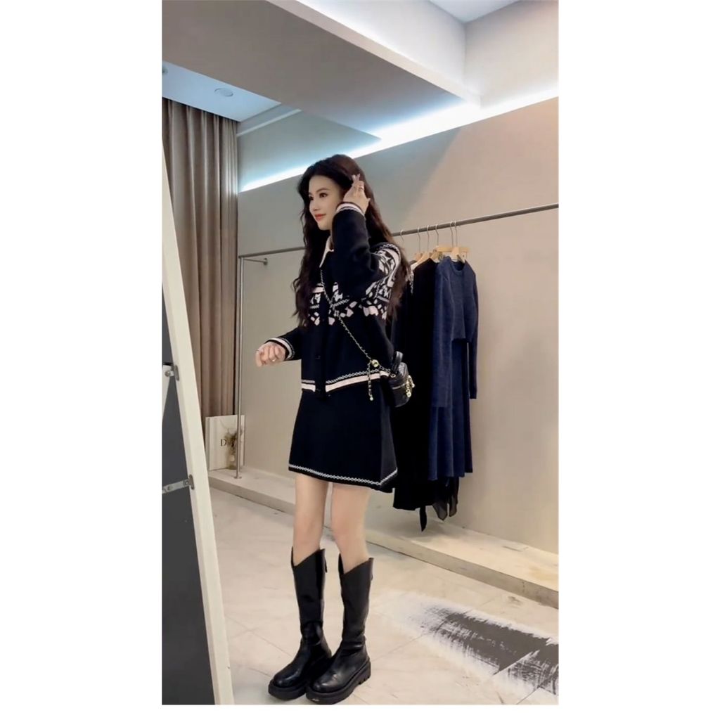 Set hotgirl Mùa đông mới nhất,áo len chân váy ngắn siêu xinh, đơn giản Hàn Quốc Nhật Bản douyin áo d