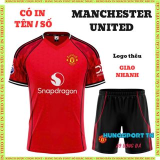 Nhận in tên số theo yêu cầu, quần áo bóng đá Manchester United, in nhiệt không bong tróc, bền màu, sắc nét HUNGSPORT TN