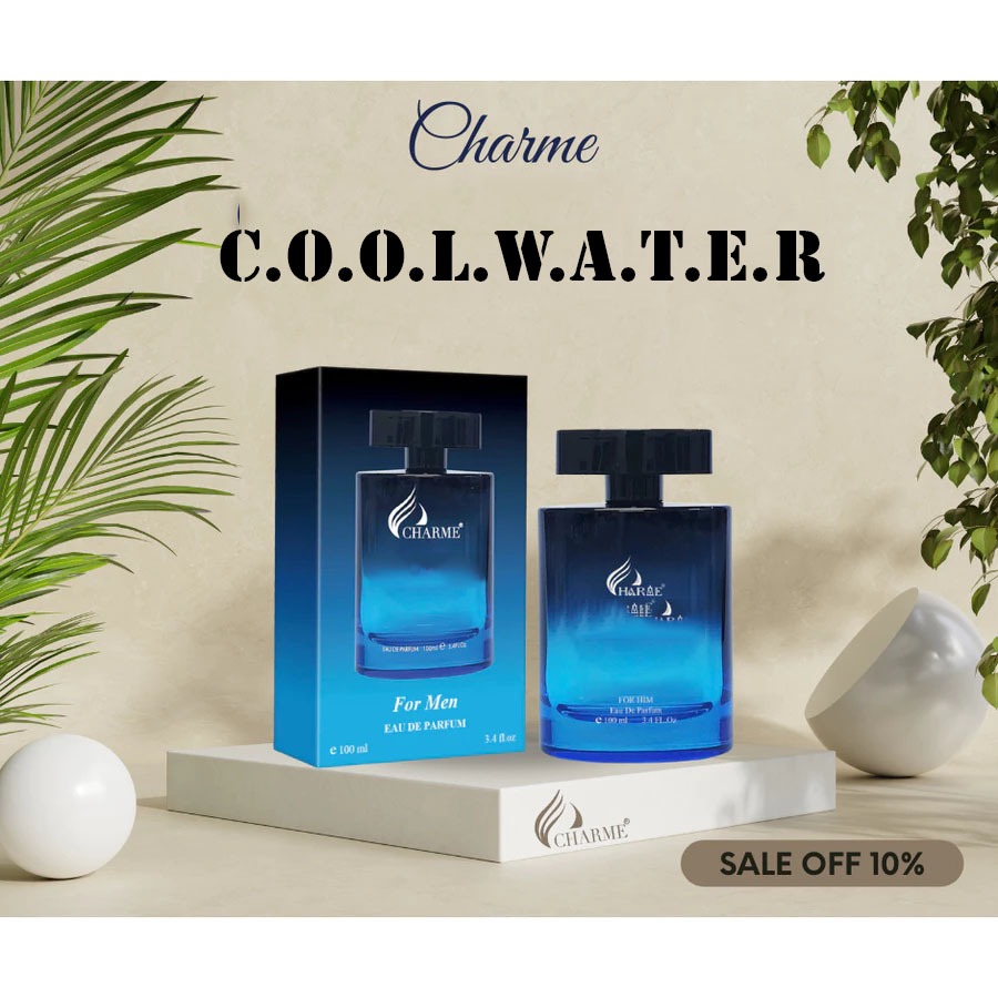 Nước Hoa Nam CHARME C.O.O.L.W.A.T.E.R 100ml Lưu Hương Lâu Thơm Mát, Mạnh Mẽ, Thanh Lịch