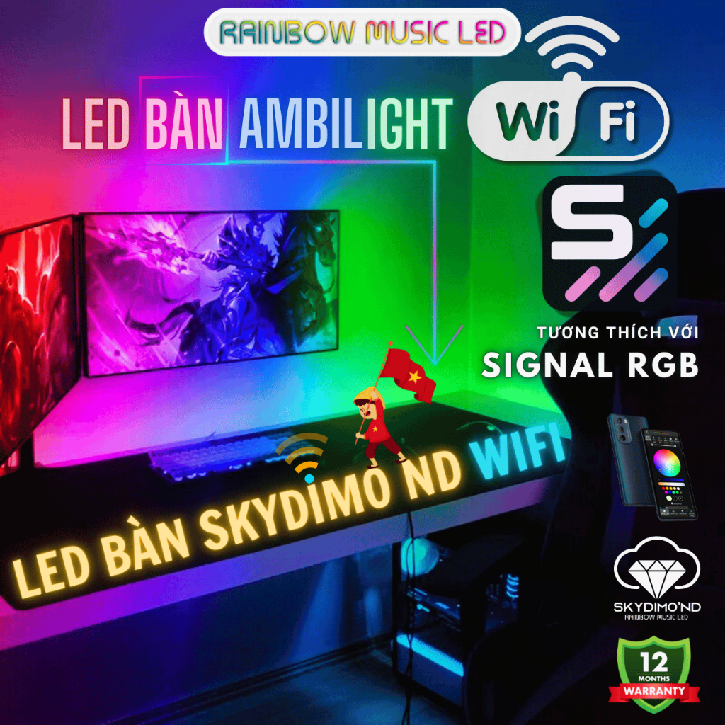 Đèn Led Bàn Ambilight Skydimo 'nd RAINBOW MUSIC LED | WIFI | tương thích SignalRGB | App Mobile