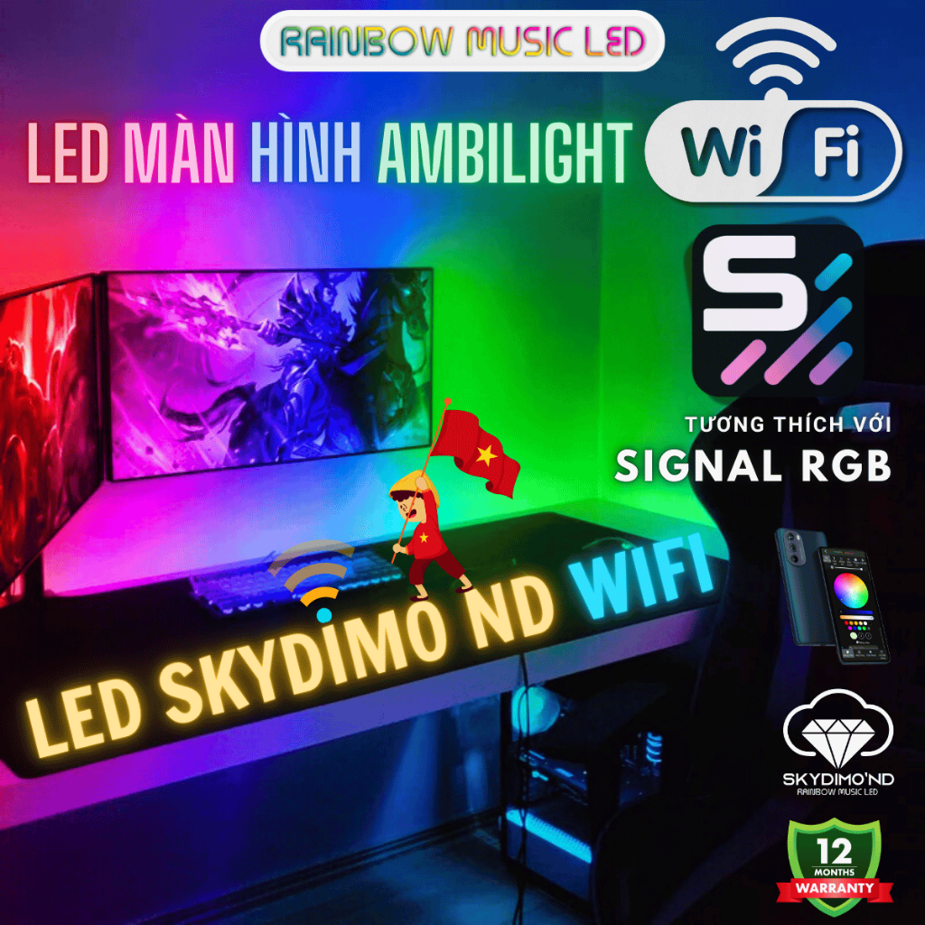 Đèn Led Màn Hình Ambilight Skydimo 'nd RAINBOW MUSIC LED | WIFI | tương thích SignalRGB | 60 FPS