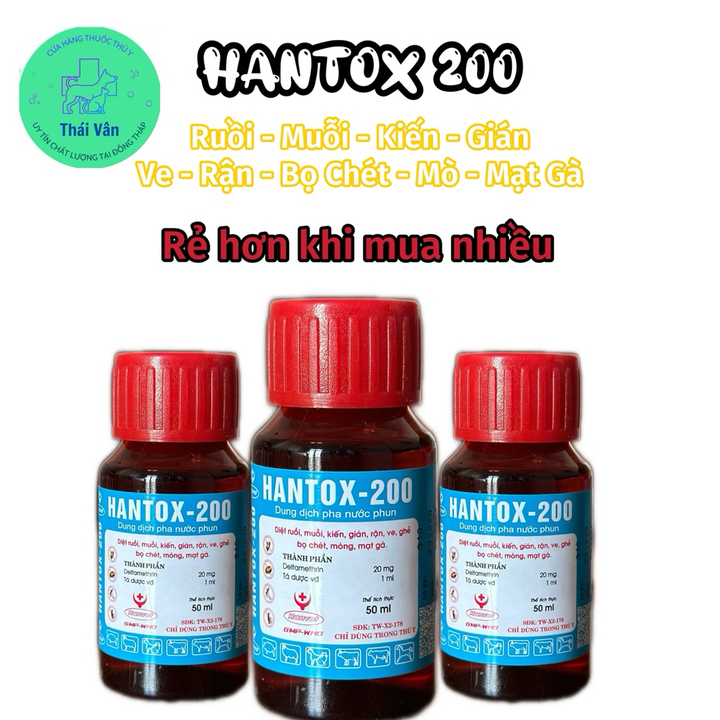 HANTOX 200 - PHÒNG DIỆT RUỒI, MUỖI, KIẾN, GIÁN, VE, RẬN, BỌ CHÉT, MÒ, MẠT GÀ