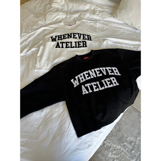  Áo Thun Tay Dài WHENEVER Thêu Mút LOGO-EMBROIDERED Bốn màu Đen   Trắng   Xanh Navy   Đen  tặng túi vải whenever   