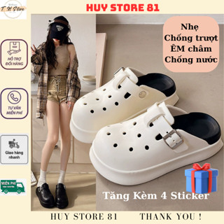 (Đế Rời Tặng Kèm 4 Cham) Dép Cross Nữ 2 Lớp Đế Cao 5Cm Êm Chân Chống Trượt Thoáng Khí Thời Trang Đi Biển Đi Chơi Hàng QC