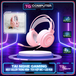  Tai Nghe Gaming Màu Hồng Có Đèn Led Và Mic Cho Pc   Laptop  Video review  