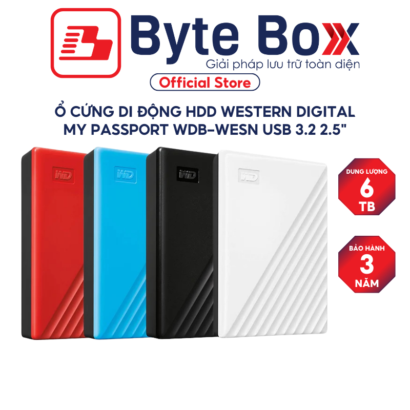 Ổ cứng di động HDD Western Digital My Passport WDB-WESN USB 3.2 2.5" 1TB / 2TB / 4TB / 5TB / 6TB 10G