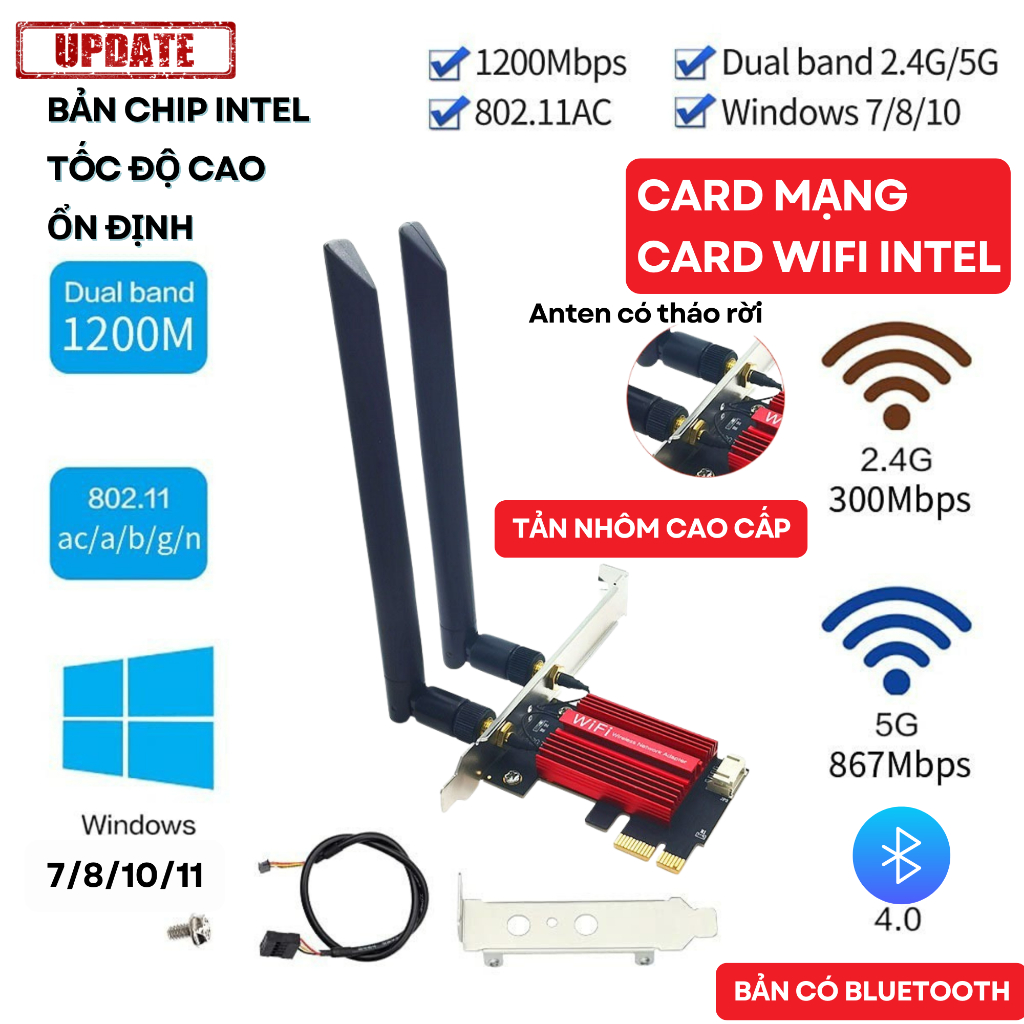 USB WiFi + BLUETOOTH 1300Mbps 5G Wifi AC AX đầu thu wifi cho pc laptop card mạng wifi bluetooth - KS