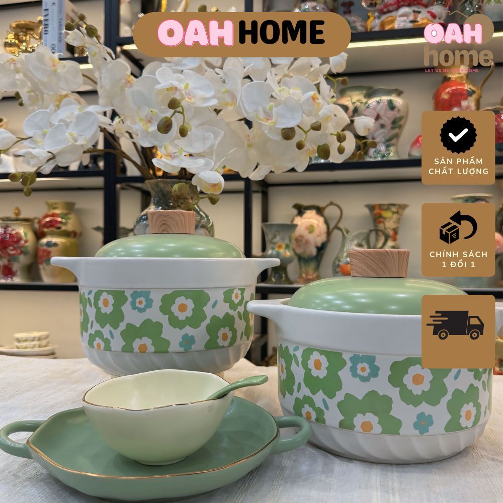 Nồi hầm sứ đa năng phong cách Hàn Quốc xinh xắn, nhẹ nhàng dùng cho bếp điện, bếp gas