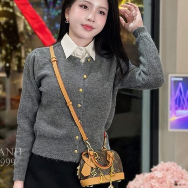 ( sădn áo len Dieu Thanh ) Áo cardigan len lông thỏ mác EGG cúc đồng basic dày dặn hàng
