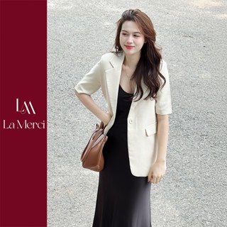  Áo blazer Dalli tay ngắn La Merci B14 Vest 2 lớp mùa hè La Merci B14 blazer trắng mùa hè đệm vai 
