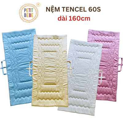 Nệm cho bé 75x160cm TENCEL 60s Petit Bebe có quai gấp gọn bé tiểu học trung học topper văn phòng