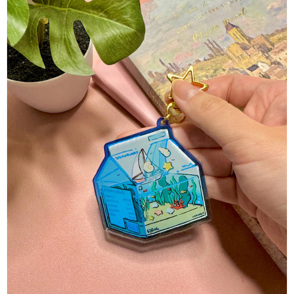 Acrylic Keychain | Sea Shell Keychain Cute Ocean Aesthetics Kawaii Blue Decor Coastal Gift Idea Bag 