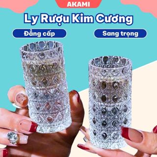  Ly uống rượu thủy tinh 20ml | Ly hoa văn kim cương cao cấp phù hợp rượu Tây & Việt 