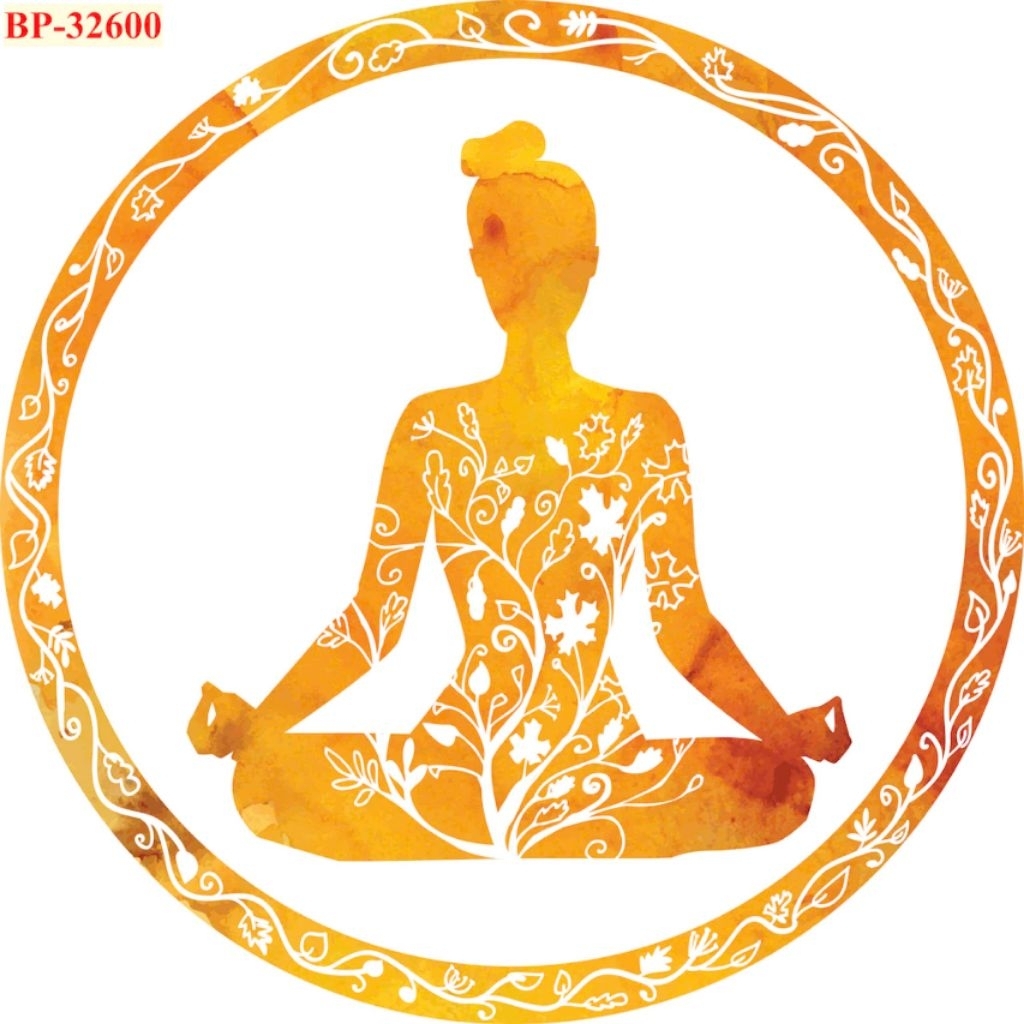 Tranh dán tường phòng tập yoga, decor phòng tập yoga, tranh dán tường 3D in trên chất liệu vải lụa (