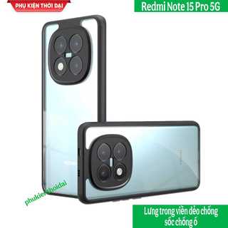 Ốp lưng Redmi Note 15 Pro 5G / Note 15 / 15 Pro lưng trong nhám viền màu thời trang chống sốc