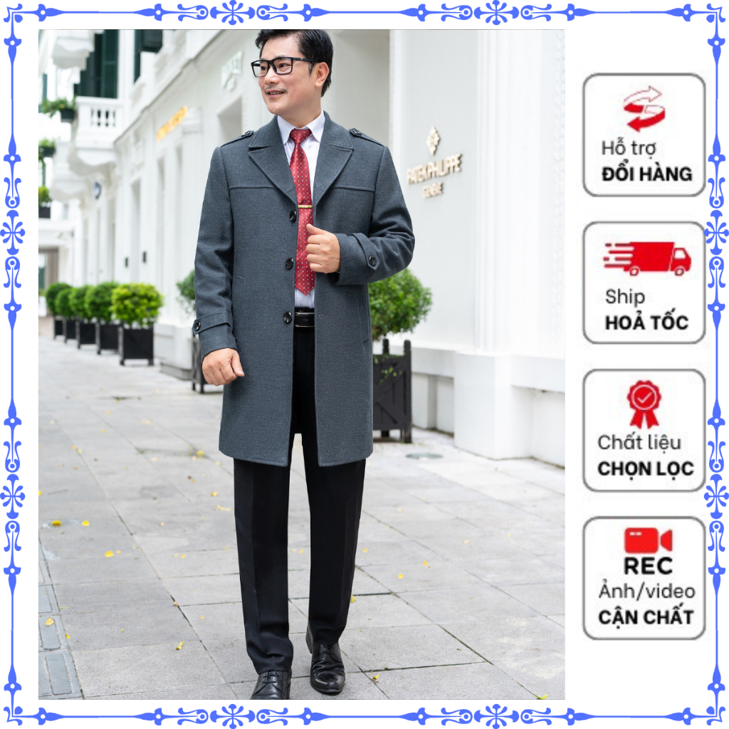 Măng tô trung niên, Áo choàng nam cao cấp, com lê dáng dài