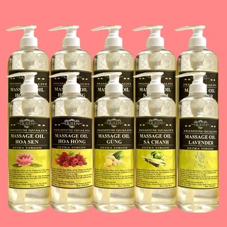 Dầu Massage Body Không Mùi - Chai 500ml - 1 Lít Vòi Nhấn ( Hợp với mọi loại da)