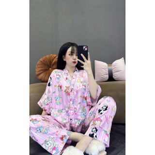  HL27  4size 40-105kg  BỘ ÁO CÁNH DƠI QUẦN DÀI CỔ V PHỐI KÈM CỘT TÓC - FORM RỘNG 